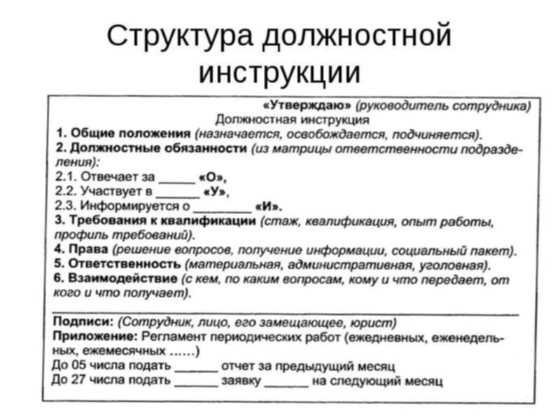 Как должна выглядеть должностная инструкция